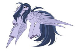 Size: 1500x1008 | Tagged: safe, artist:inspiredpixels, oc, oc only, pegasus, pony, colored hooves, female, floppy ears, looking back, mare, signature, simple background, solo, spread wings, transparent background, unshorn fetlocks, wings