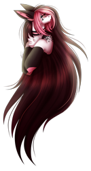 Size: 1790x3351 | Tagged: safe, artist:inspiredpixels, oc, oc only, oc:chelsi, pony, bust, chest fluff, choker, coat markings, colored ears, female, looking up, mare, simple background, socks (coat markings), solo, transparent background