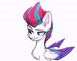 Size: 3194x2552 | Tagged: safe, artist:lobsterrik, zipp storm, pegasus, pony, g5, adorazipp, cute, ear fluff, female, high res, mare, simple background, smiling, solo, white background, wings