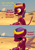 Size: 1512x2160 | Tagged: safe, artist:red4567, fluttershy, the sphinx, sphinx, g4, 3d, behaving like a cat, comic, denial's not just a river in egypt, desert, ear scratch, i resemble that remark, kitty sphinx, paw pads, paws, source filmmaker, the sphinx is not amused, toe beans, underpaw