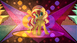 Size: 3840x2160 | Tagged: safe, artist:inaactive, artist:laszlvfx, edit, sunset shimmer, pony, g4, high res, solo, wallpaper, wallpaper edit