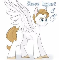Size: 1569x1600 | Tagged: safe, artist:shamone, pegasus, pony, g5, captain america, male, marvel, ponified, reference, stallion, steve rogers, the avengers