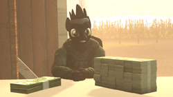 Size: 1280x720 | Tagged: safe, artist:epickitty54, artist:mod_24, earth pony, anthro, 3d, barn, cash, counter-strike: global offensive, farm, male, money, pony cop, smiling, solo, source filmmaker, teeth