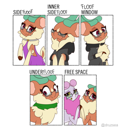 Size: 4000x4000 | Tagged: safe, artist:mrneo, cashmere (tfh), oc, oc:mohair, deer, reindeer, them's fightin' herds, clothes, community related, dress, glasses, hoodie, meme, scarf, shirt cut meme, tfh oc