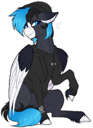 Size: 2136x2932 | Tagged: safe, artist:nocti-draws, oc, oc only, oc:nocti, pegasus, pony, colored wings, concave belly, fit, folded wings, high res, large wings, muscles, slender, solo, sternocleidomastoid, thin, two toned wings, wings