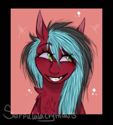 Size: 771x850 | Tagged: safe, artist:serpulalacryman, oc, oc only, oc:razzmatazz gleam, bat pony, hybrid, pegasus, pony, female, gap teeth, solo