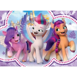 Size: 600x600 | Tagged: safe, pipp petals, sunny starscout, zipp storm, earth pony, pegasus, pony, g5, official, female, mare, merchandise, puzzle, ravensburger, simple background, white background, zephyr heights