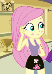 Size: 1111x1571 | Tagged: safe, edit, edited screencap, screencap, fluttershy, rarity, equestria girls, g4, alone, blushing, cute, daaaaaaaaaaaw, shyabetes