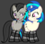 Size: 560x552 | Tagged: safe, artist:boringbases, artist:jadeharmony, dj pon-3, octavia melody, vinyl scratch, earth pony, pony, unicorn, g4, alternate hairstyle, backwards cutie mark, base used, bedroom eyes, black background, blushing, bowtie, clothes, ear piercing, earring, female, jewelry, lesbian, looking at each other, mare, open mouth, piercing, ship:scratchtavia, shipping, short hair, short mane, simple background, socks, striped socks, tomboy