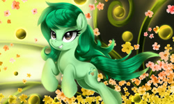 Size: 3000x1800 | Tagged: safe, artist:darksly, wallflower blush, earth pony, pony, g4, cute, cutie mark, equestria girls ponified, female, flower, flowerbetes, grin, mare, ponified, smiling, solo, wallflower and plants, wallflower's cutie mark