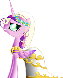 Size: 1015x1250 | Tagged: safe, artist:princessfaeron, princess cadance, queen chrysalis, pony, a canterlot wedding, g4, clothes, disguise, disguised changeling, dress, fake cadance, marriage, solo, wedding, wedding dress
