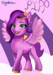 Size: 2480x3508 | Tagged: safe, artist:nanofam, artist:spiderhat4, pipp petals, pegasus, pony, g5, adorapipp, cute, female, high res, looking at you, mare, open mouth, solo, spread wings, unshorn fetlocks, wings