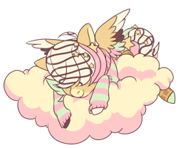 Size: 1200x1000 | Tagged: safe, artist:lavvythejackalope, oc, oc only, pegasus, pony, cloud, commission, eyes closed, hair over eyes, on a cloud, pegasus oc, simple background, sleeping, solo, transparent background, two toned wings, wings, ych result