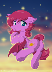 Size: 2254x3099 | Tagged: safe, alternate version, artist:焰心fireworks, oc, oc only, oc:cheery bell, bat pony, pony, bat wings, butt, cheek fluff, chest fluff, eyes open, high res, looking at you, plot, raised tail, solo, tail, wings