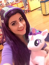 Size: 1538x2048 | Tagged: safe, artist:sarahndipity cosplay, starlight glimmer, human, g4, clothes, cosplay, costume, irl, irl human, meta, photo, plushie