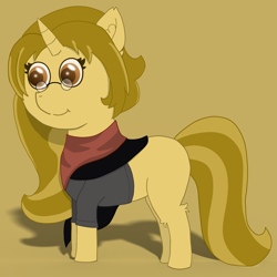 Size: 3381x3376 | Tagged: safe, artist:eminent entropy, oc, oc only, oc:beige, pony, unicorn, clothes, glasses, high res, simple background, solo