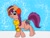 Size: 2048x1536 | Tagged: safe, artist:wolfspiritclan, sunny starscout, earth pony, pony, g5, clothes, earmuffs, scarf, snow, solo