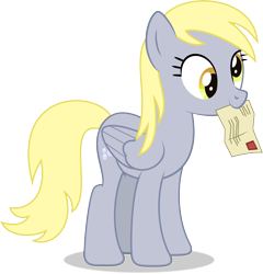 Size: 6442x6716 | Tagged: safe, artist:starcollider, derpy hooves, pegasus, pony, g4, absurd resolution, cute, derpabetes, envelope, female, letter, mail, mare, mouth hold, simple background, solo, transparent background, vector