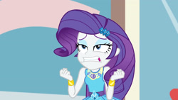 Size: 3410x1920 | Tagged: safe, screencap, rarity, display of affection, equestria girls, g4, my little pony equestria girls: better together, bracelet, clothes, cutie mark, cutie mark on clothes, female, geode of shielding, hairpin, jewelry, magical geodes, rarity peplum dress, solo