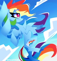 Size: 3878x4096 | Tagged: safe, artist:nekosnicker, rainbow dash, pegasus, pony, g4, chest fluff, flying, solo, wings