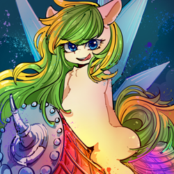 Size: 2048x2048 | Tagged: safe, artist:左左, oc, oc only, oc:tea fairy, earth pony, pegasus, pony, canton tower, giant pony, guangzhou, high res, looking at you, macro, mascot, open mouth, pegasus oc, smiling, solo