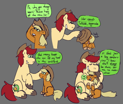 Size: 640x543 | Tagged: safe, artist:tezzbot, applejack, bright mac, g4, bright mac's hat, comic, dialogue