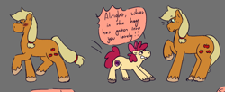 Size: 640x262 | Tagged: safe, artist:tezzbot, apple bloom, applejack, rainbow dash, earth pony, pony, g4, comic, dialogue, female, lesbian, ship:appledash, shipping, simple background