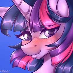 Size: 2000x2000 | Tagged: safe, alternate character, alternate version, artist:ellynet, twilight sparkle, alicorn, pony, g4, blushing, bust, high res, portrait, solo, twilight sparkle (alicorn)