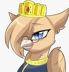 Size: 5000x5250 | Tagged: artist needed, source needed, safe, oc, oc:grover vi, griffon, equestria at war mod, absurd resolution, clothes, crown, female, glasses, jewelry, regalia, rule 63