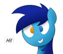Size: 1140x978 | Tagged: safe, artist:japkozjad, oc, oc:apply, pegasus, pony, front view, heterochromia, hi, no pupils, shading, shading practice, simple background, smiling, solo, text, transparent background