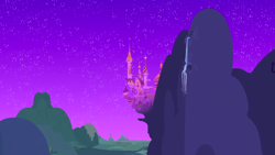 Size: 1280x720 | Tagged: safe, screencap, g4, season 1, the best night ever, background, canterlot, canterlot castle, hill, mountain, night, no pony, scenic ponyville, stars