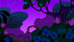 Size: 1280x720 | Tagged: safe, screencap, g4, season 1, the best night ever, background, canterlot, flower, garden, night, no pony, rose, scenic ponyville, tree