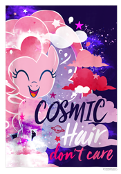 Size: 700x1000 | Tagged: safe, pinkie pie, earth pony, pony, g4, official, balloon, cloud, cropped, design, female, indigo background, mare, merchandise, planet, planetary ring, shirt design, simple background, solo, sparkle, stars, text, transparent background