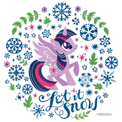 Size: 750x750 | Tagged: safe, twilight sparkle, alicorn, pony, g4, official, cropped, design, female, flower, leaves, mare, merchandise, shirt design, simple background, snow, snowflake, solo, text, transparent background, twilight sparkle (alicorn)