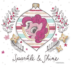 Size: 800x750 | Tagged: safe, pinkie pie, earth pony, pony, g4, official, bauble, cropped, decoration, design, female, flower, holly, mare, merchandise, shirt design, simple background, solo, stars, text, transparent background
