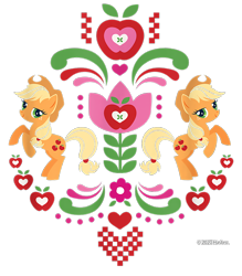 Size: 700x800 | Tagged: safe, applejack, earth pony, pony, g4, official, apple, applejack's hat, cowboy hat, cropped, design, female, flower, food, hat, heart, mare, merchandise, nordic, self ponidox, shirt design, simple background, stock vector, text, transparent background, tulip