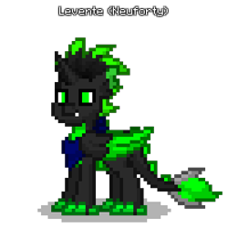 Size: 400x400 | Tagged: safe, oc, oc only, oc:levente, alicorn, pony, pony town, alicorn oc, claws, clothes, green eyes, horn, scarf, solo, standing, tail, wings