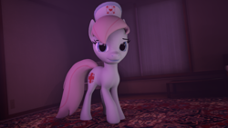 Size: 1920x1080 | Tagged: safe, artist:midnightdanny, nurse redheart, earth pony, pony, g4, 3d, background pony, bedroom, solo, source filmmaker
