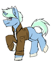Size: 2500x3000 | Tagged: safe, artist:coatieyay, oc, oc only, pony, unicorn, clothes, glasses, high res, horn, jacket, male, older, scruffy, simple background, transparent background, unicorn oc, uniform, unshorn fetlocks
