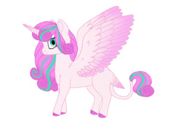 Size: 900x696 | Tagged: safe, artist:ukulelepineapplecat, princess flurry heart, alicorn, pony, g4, colored hooves, female, horn, leonine tail, mare, older, older flurry heart, simple background, white background, wings