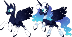 Size: 5162x2668 | Tagged: safe, artist:kurosawakuro, princess luna, alicorn, pony, g4, alternate design, bald, base used, choker, clothes, coat markings, colored eyelashes, colored hooves, colored pupils, colored wings, cuffs (clothes), dappled, ear fluff, ear piercing, earring, ethereal mane, ethereal tail, eyeshadow, female, flying, freckles, gradient wings, jewelry, makeup, mare, peytral, piercing, simple background, socks, solo, sparkly mane, sparkly tail, sparkly wings, spread wings, starry mane, starry tail, tail, transparent background, white eyeshadow, white-haired luna, wings