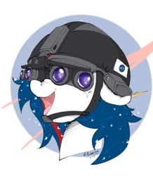 Size: 1085x1242 | Tagged: safe, artist:ponerino, oc, oc:nasapone, colored, digital art, goggles, hat, helmet, night vision goggles, smiling