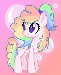 Size: 1116x1382 | Tagged: safe, artist:goldlines005, oc, oc only, pegasus, pony, abstract background, base used, eyelashes, female, looking back, mare, multicolored hair, pegasus oc, rainbow hair, smiling, solo, wings