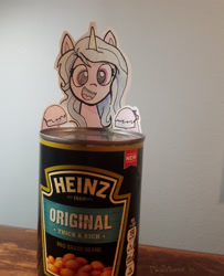 Size: 2435x2998 | Tagged: safe, artist:davierocket, izzy moonbow, pony, unicorn, g5, beans, can, craft, female, food, herbivore, high res, izzy's beans, papercraft, solo, that pony sure does love beans