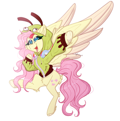 Size: 7956x8054 | Tagged: safe, artist:tizhonolulu, fluttershy, pegasus, pony, antonymph, cutiemarks (and the things that bind us), vylet pony, g4, clothes, cutie mark accessory, ear piercing, fluttgirshy, gir, headphones, heart eyes, hoodie, implied rainbow dash, invader zim, leg fluff, open mouth, open smile, piercing, simple background, smiling, solo, spread wings, standing, standing on one leg, tongue out, underhoof, white background, wingding eyes, wings, zipper