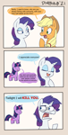 Size: 1352x2680 | Tagged: safe, artist:dimbulb, applejack, rarity, twilight sparkle, alicorn, earth pony, pony, unicorn, g4, comic, english, female, half-lidded eyes, mare, speech bubble, this will end in death, this will end in pain, this will end in tears, this will not end well, trio, trio female, twilight sparkle (alicorn)