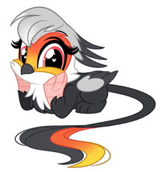 Size: 1832x1957 | Tagged: safe, artist:emberslament, oc, oc only, oc:angelcrest, griffon, chibi, cute, griffon oc, heart eyes, looking at you, simple background, transparent background, wingding eyes