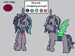 Size: 1198x890 | Tagged: safe, artist:ask-luciavampire, oc, oc only, oc:flora ash, changeling, pony, ask ponys gamer club, changeling oc, tumblr