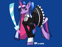 Size: 4000x3000 | Tagged: safe, artist:rover, artist:rrrover, twilight sparkle, pony, unicorn, g4, anarchy stocking, clothes, crossover, dress, goth, holiday, katana, panty and stocking with garterbelt, solo, stockinglight, sword, weapon