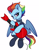 Size: 3010x3876 | Tagged: safe, artist:vetta, rainbow dash, pegasus, pony, g4, bass guitar, clothes, collar, ear piercing, earring, electric guitar, flying, guitar, high res, jewelry, music, musical instrument, older, older rainbow dash, piercing, punk, smiling, solo, spiked collar, spiked wristband, wings, wristband